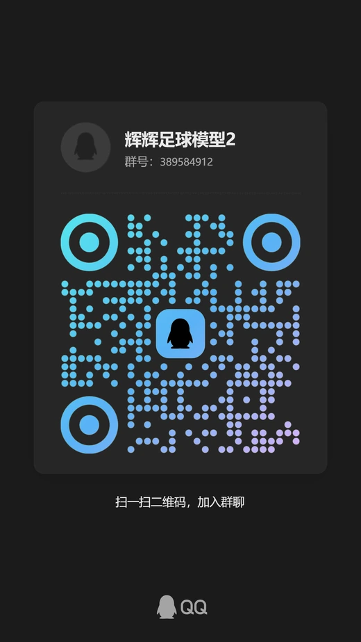 辉辉足球模型2群二维码，群号 389584912